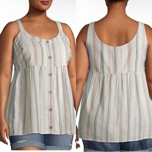 Terra & Sky Striped Button-Front Striped Tank Top
